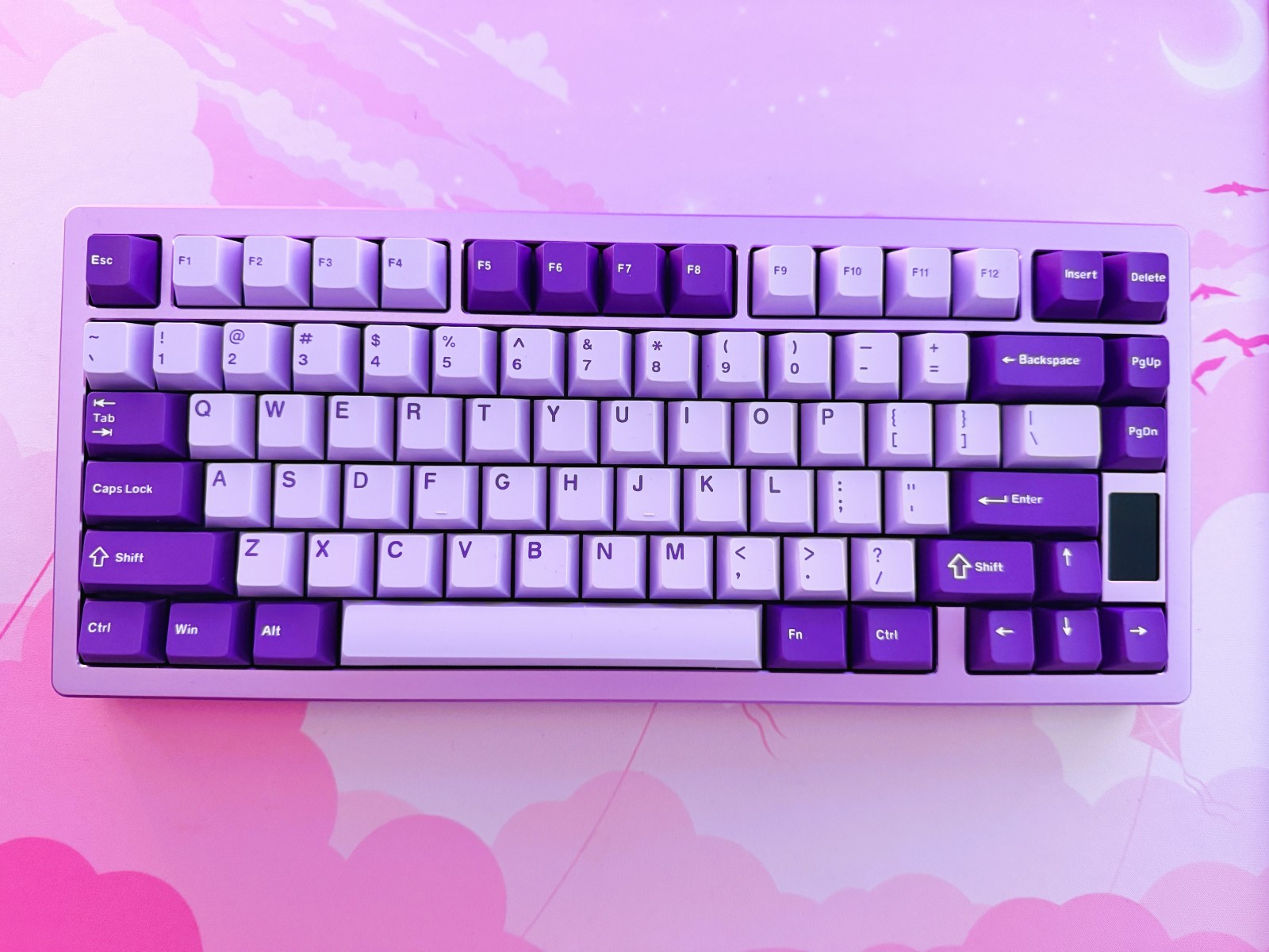 OOCTPK Chilkey ND75 Wireless Aluminum Keyboard Purple 1.6mm PCB with LCD Screen