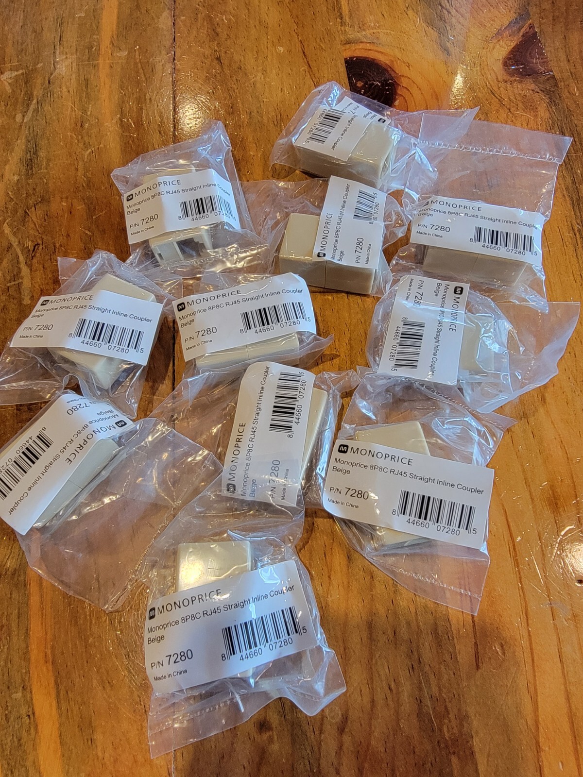 Lot of Ten (10) Monoprice 8P8C RJ45 Beige Straight Inline Couplers