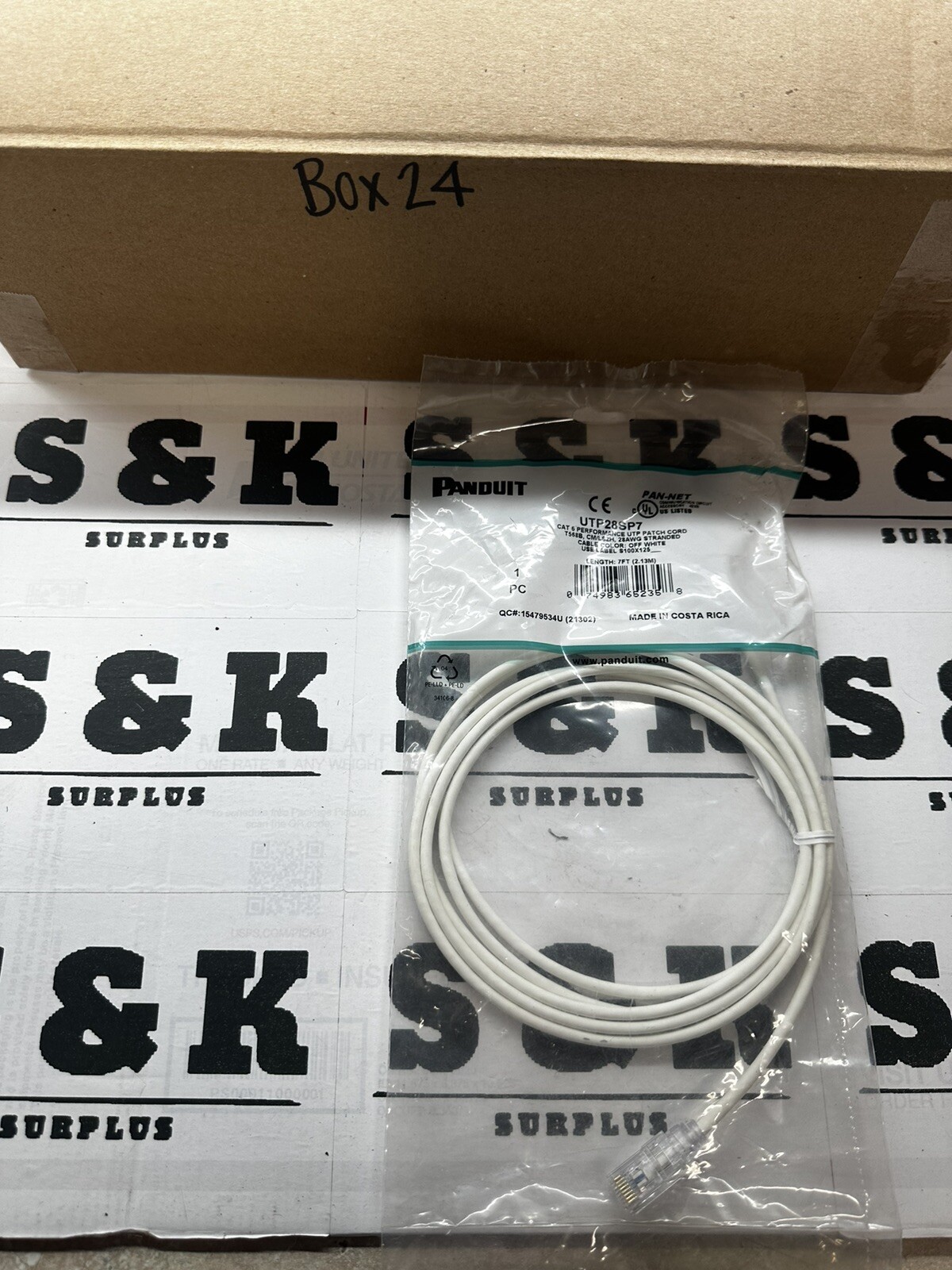 Panduit UTP28SP7 Cat6 28 AWG Network Patch Cable/Cord, 7 Ft Off-White ~STSI