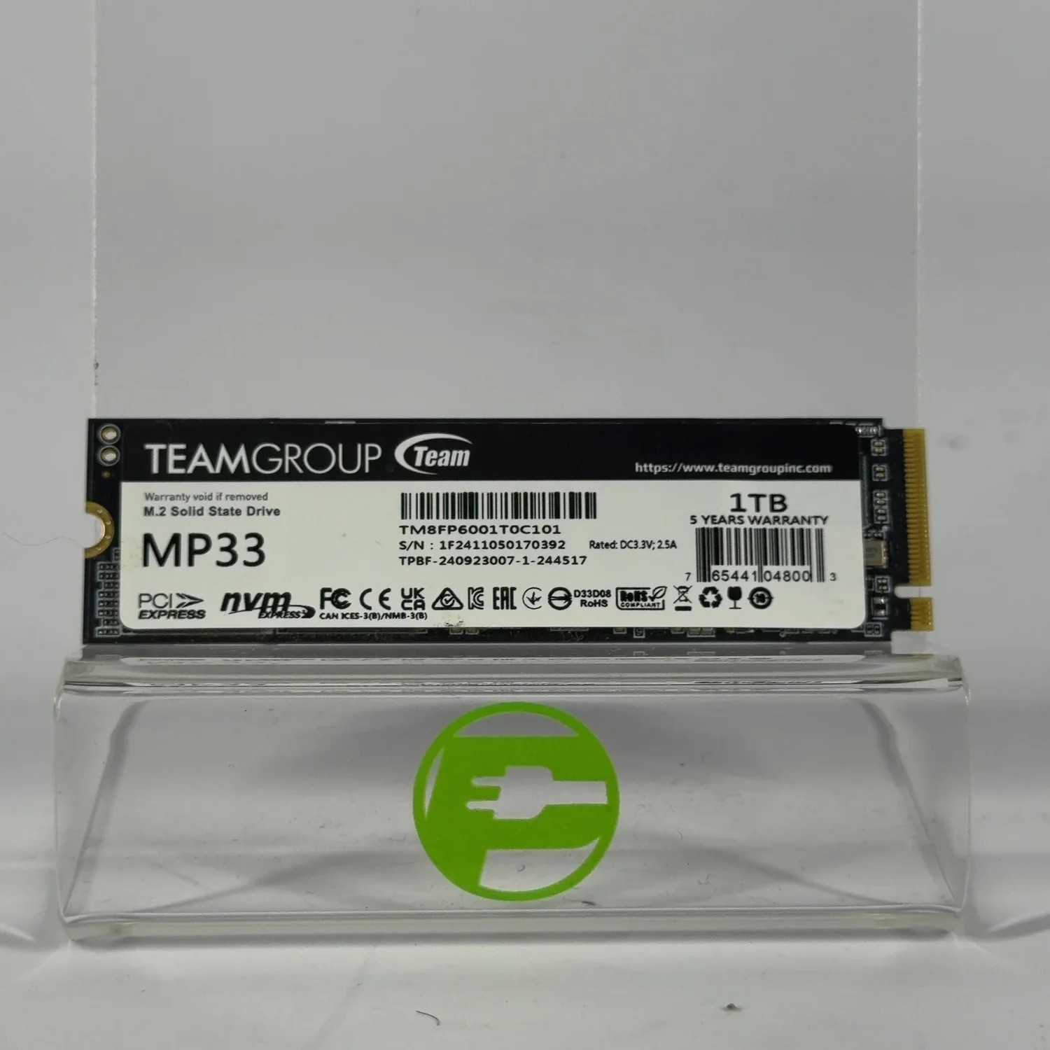 TeamGroup 2280mm MP33 1TB M.2 NVMe Gen 3.0 x 4 SSD TM8FP6001T0C101