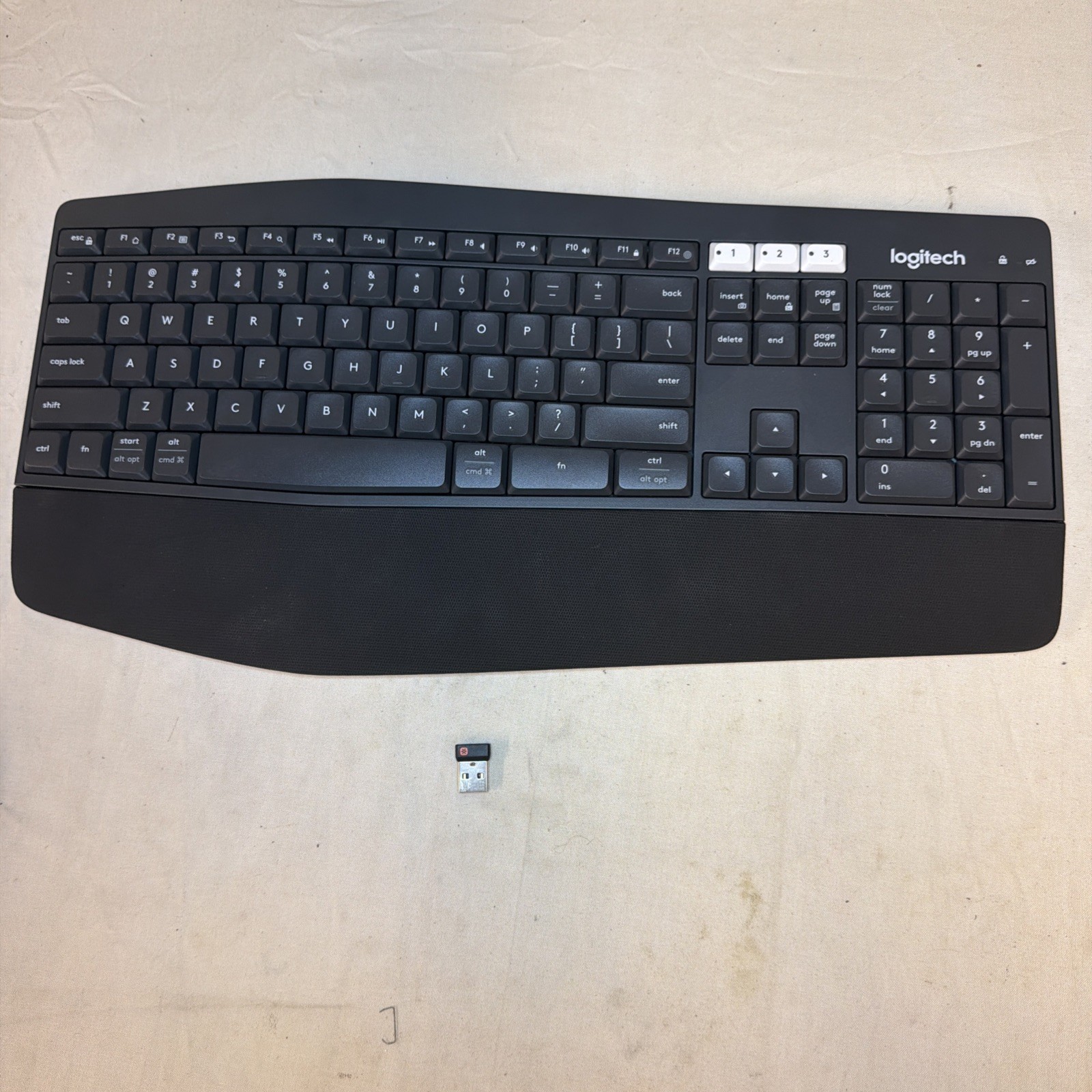 Logitech K850 Ergonomic Computer Keyboard Numeric Keypad W/ Unifying USB Dongle