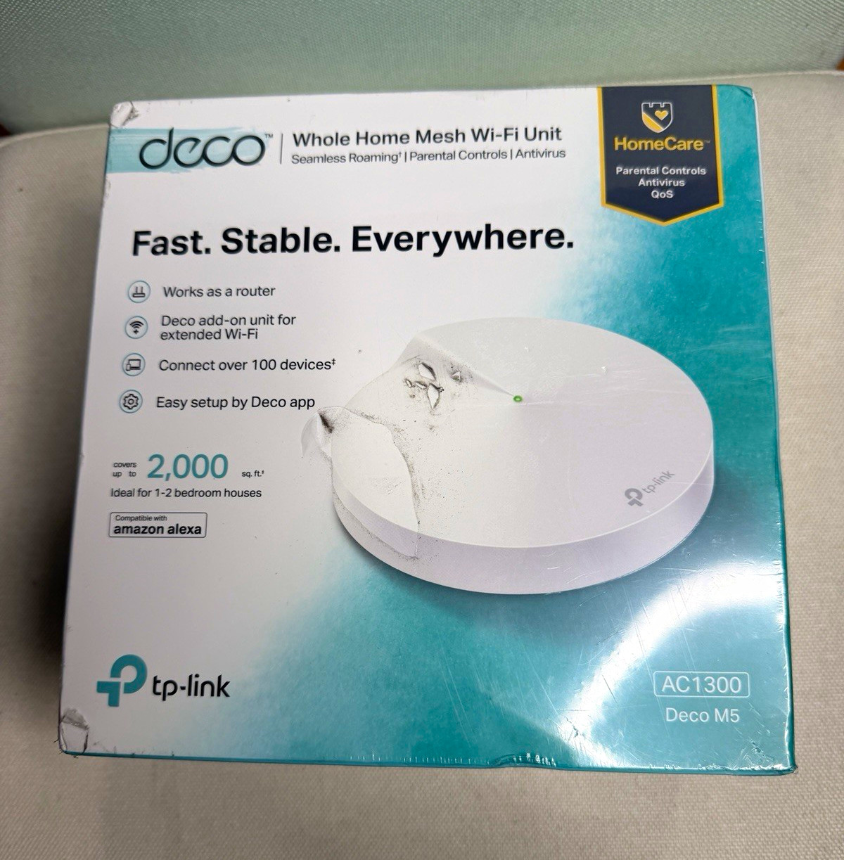 TP-LINK Deco M5 AC1300 Mesh Dual-Band MU-MIMO Router, 2 LAN, White
