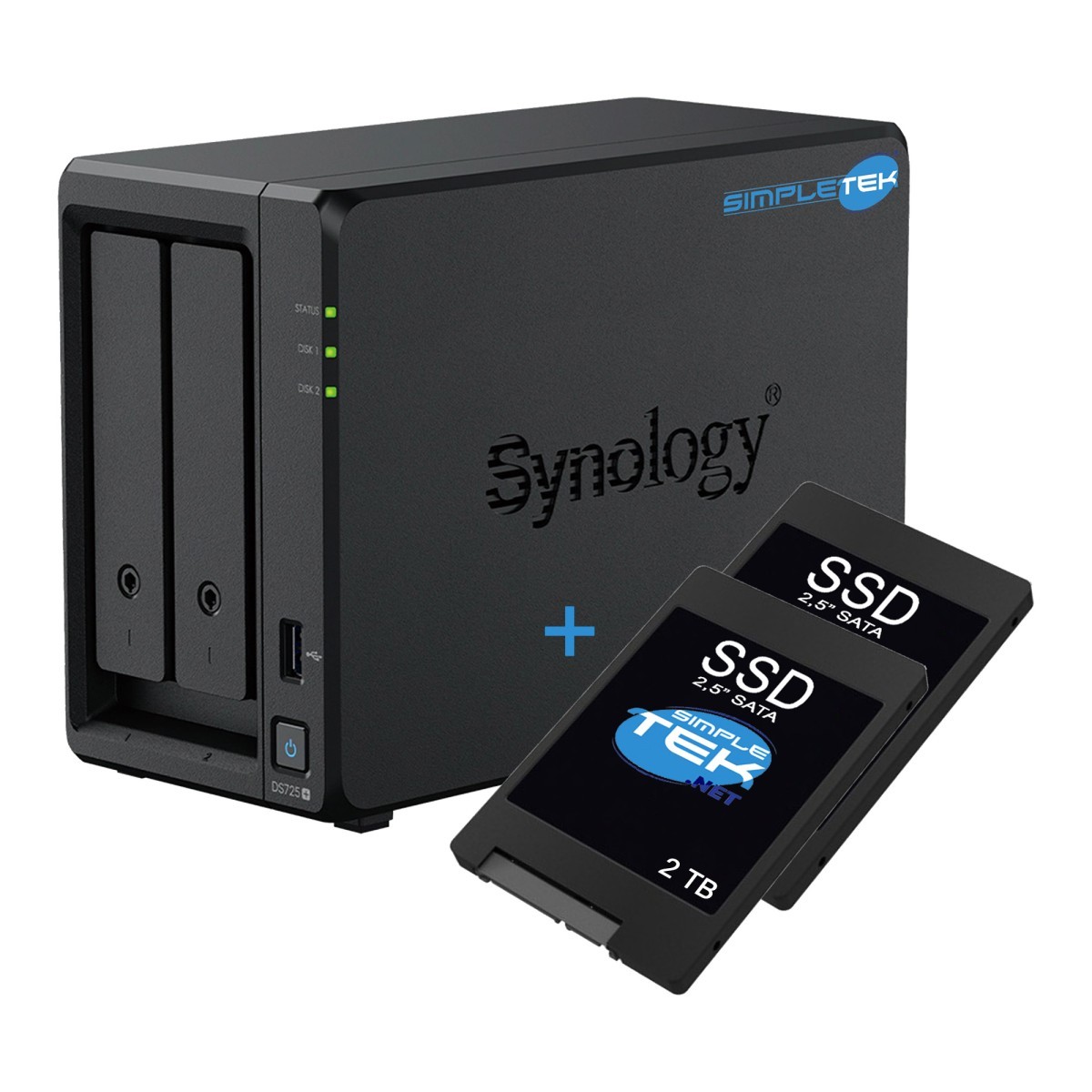 Synology NAS Professionale 2 Bays, 4GB DDR4 ECC, 2x 2TB SSD, 2.5GbE
