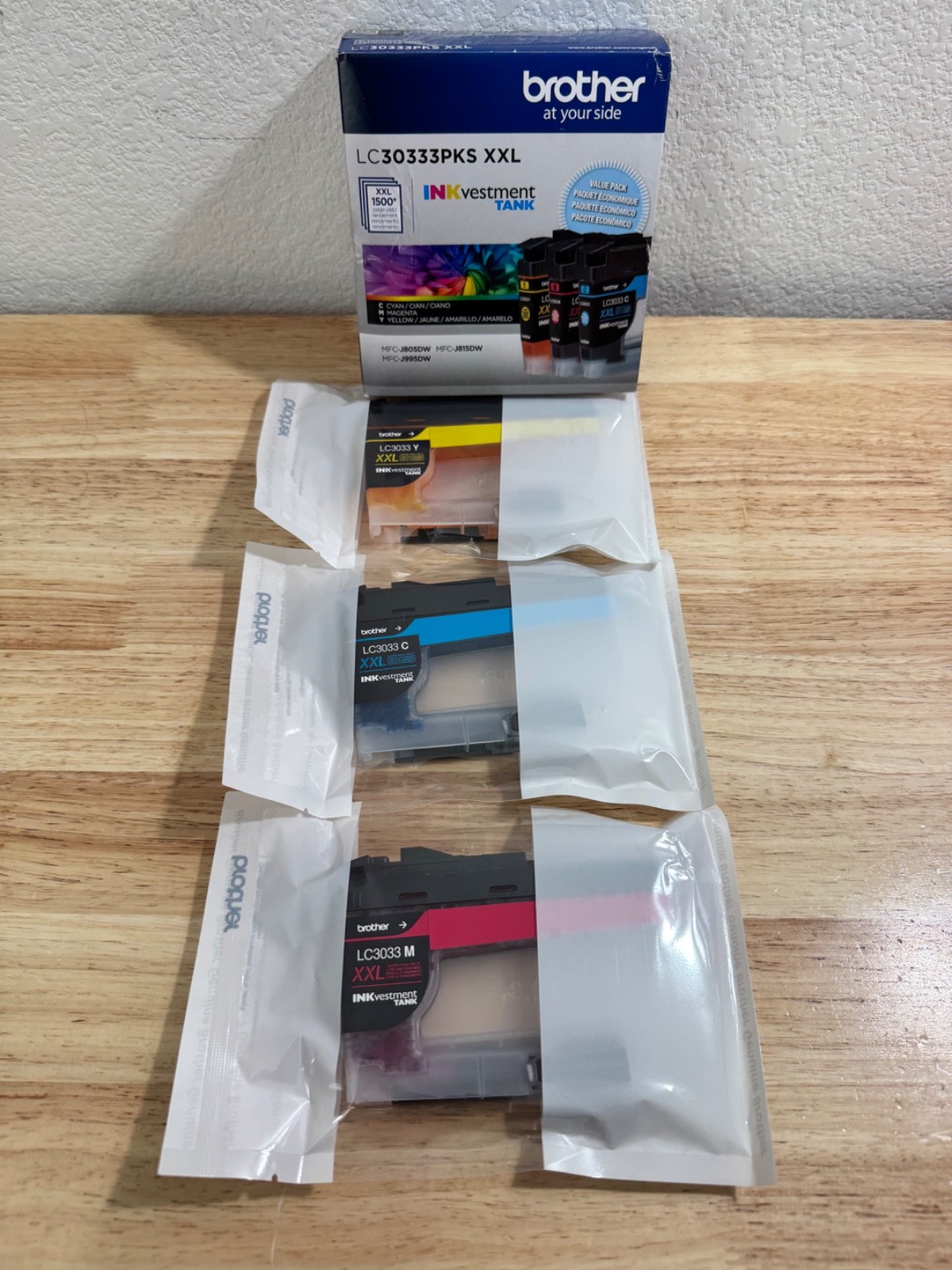 Brother LC3033 3PKS XXL INKvestment Tank 3 Pack Color Ink Cartridges