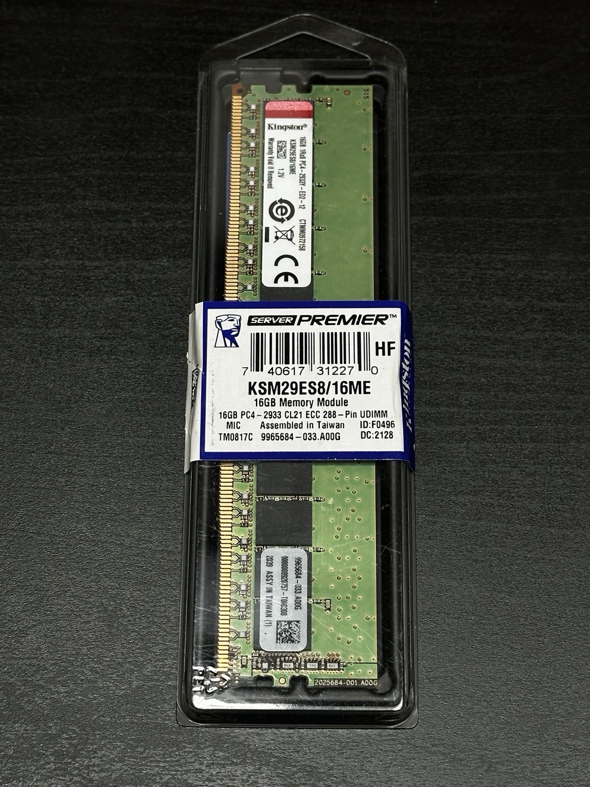 Kingston Server Premier 16GB DDR4 RAM PC4-2933Y KSM29ES8/16ME (Open Box, New)
