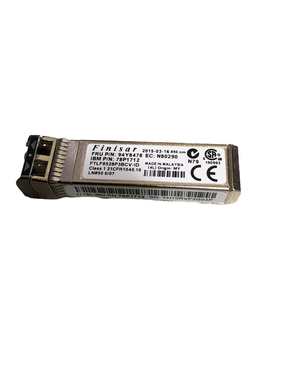 Genuine IBM 8GB SW 850nm Ethernet SFP+SR FC Transceiver - 78P1712 / 94Y8478