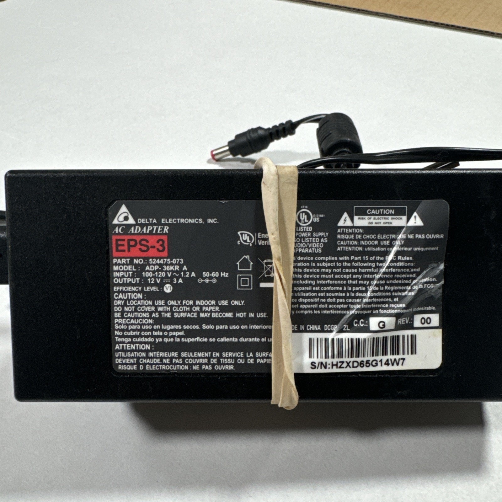 Genuine Delta ADP-36KR A AC Adapter 36W DT1230WCUS2A EPS-3 W/P.Cord