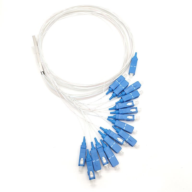 FTTH 1x16 0.9mm Steel Tube Optical Fiber Splitter PLC Splitter SC UPC Connector
