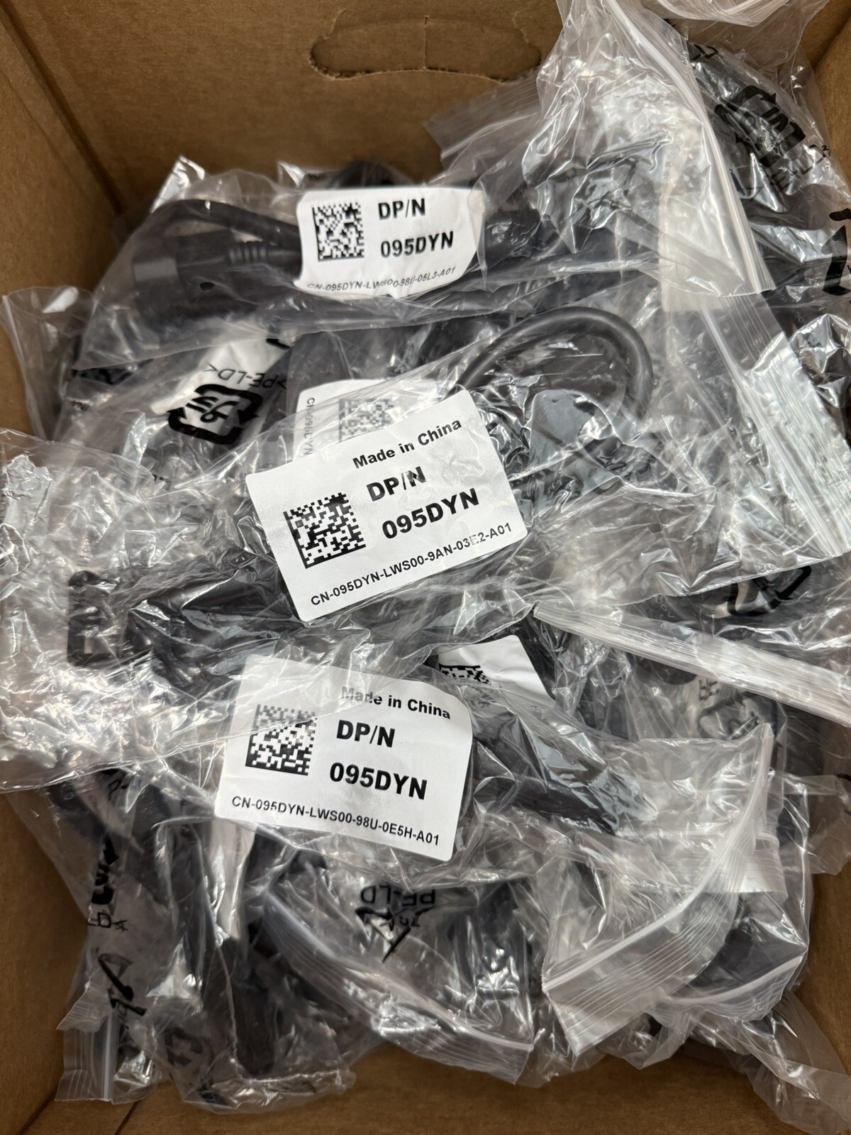 2 LOT- New Dell 95DYN 095DYN 250V C13 to C14 2 foot Power Cable