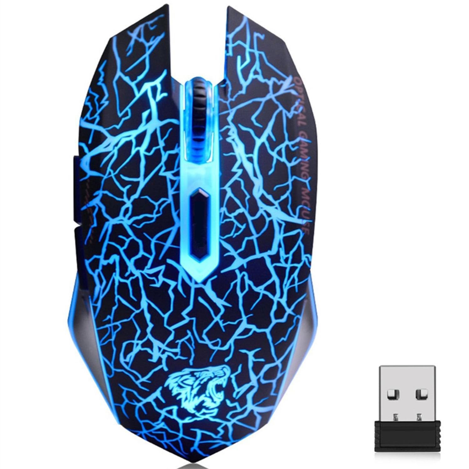 M2 Wireless Gaming Mouse, Silent Rechargeable Computer Mice-Black