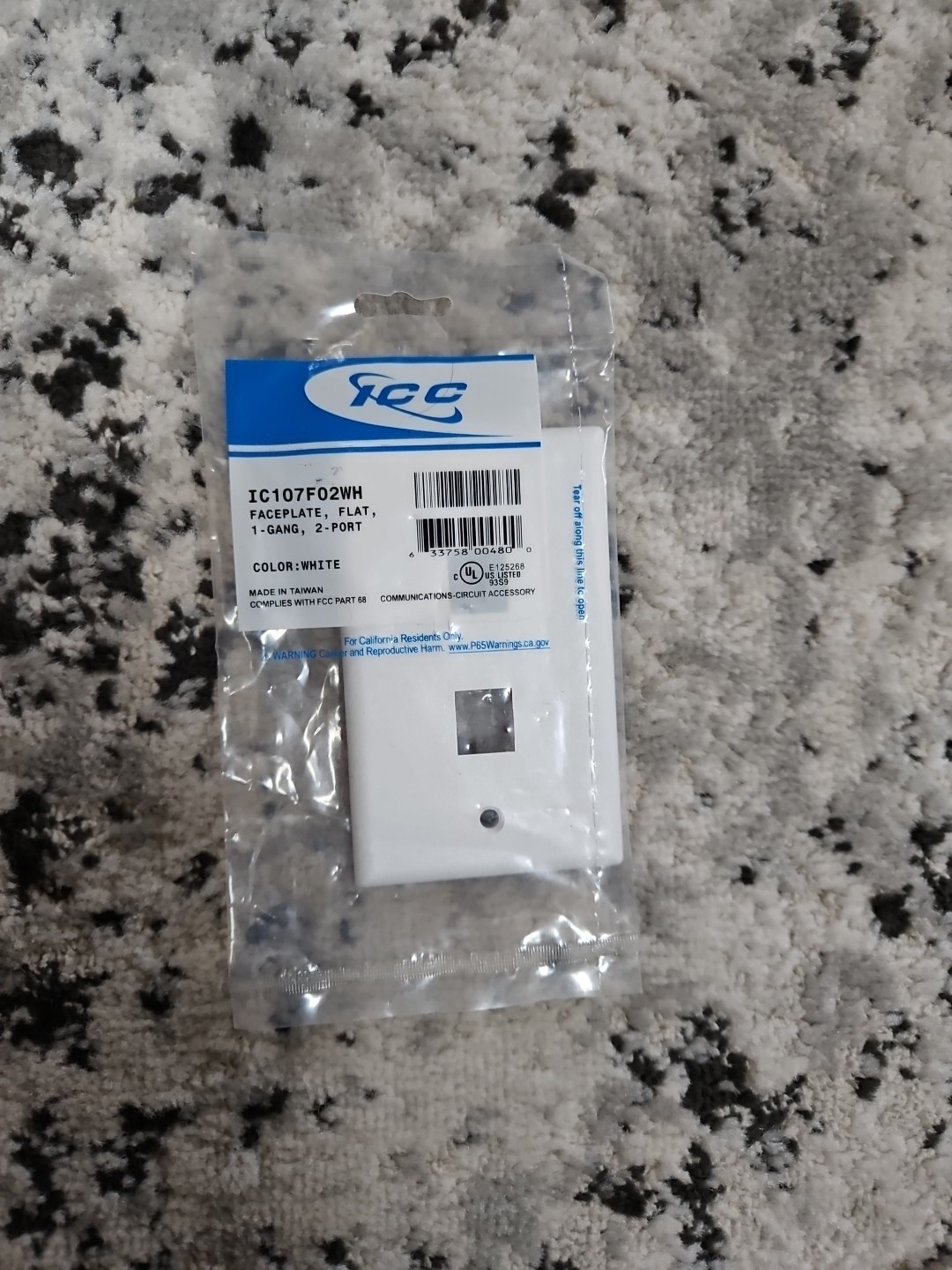 ICC IC107F02WH Face Plate 2 Port Cover Plate