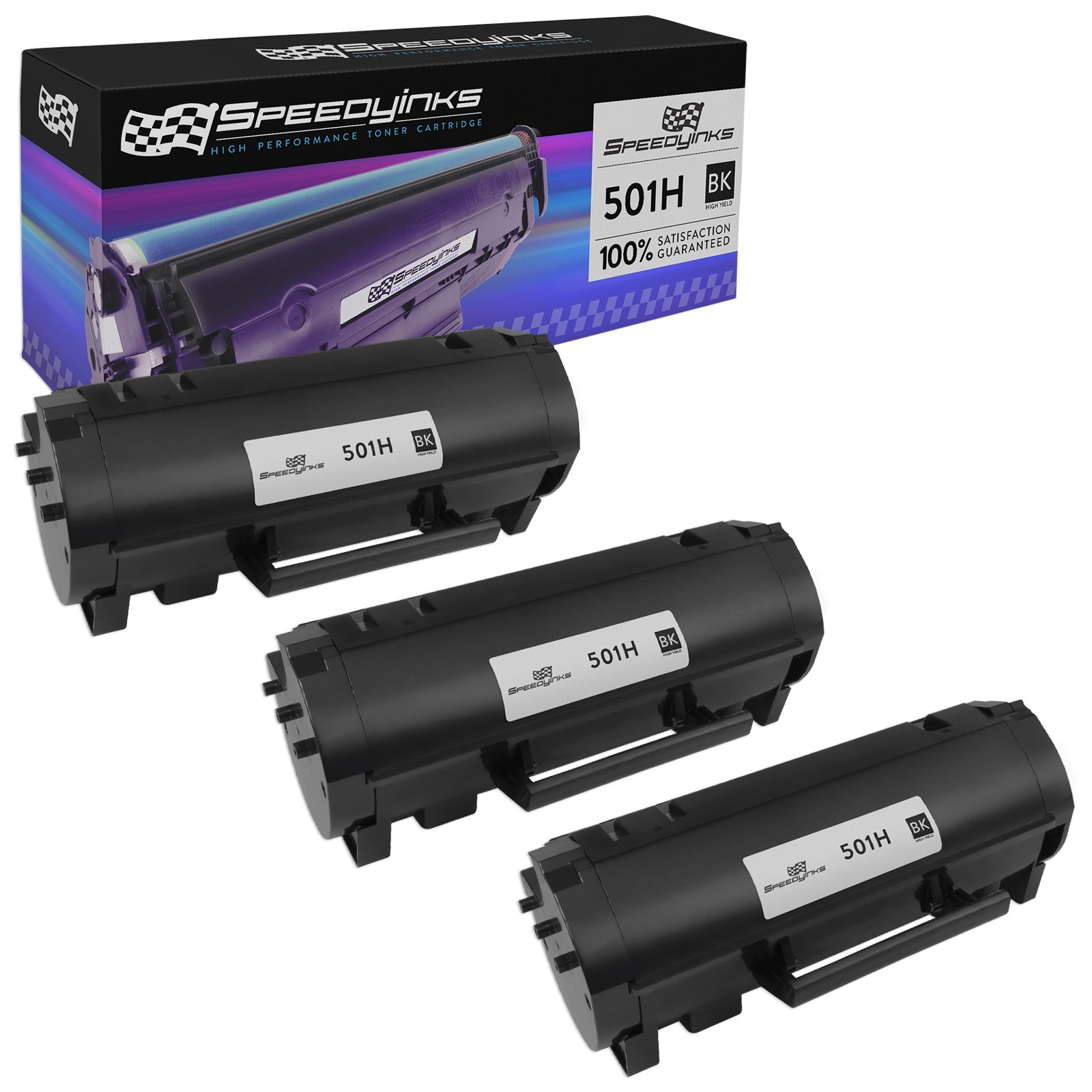 3pk Compatible High Yield Black Toner Printer Cartridge for Lexmark 501H 50F1H00