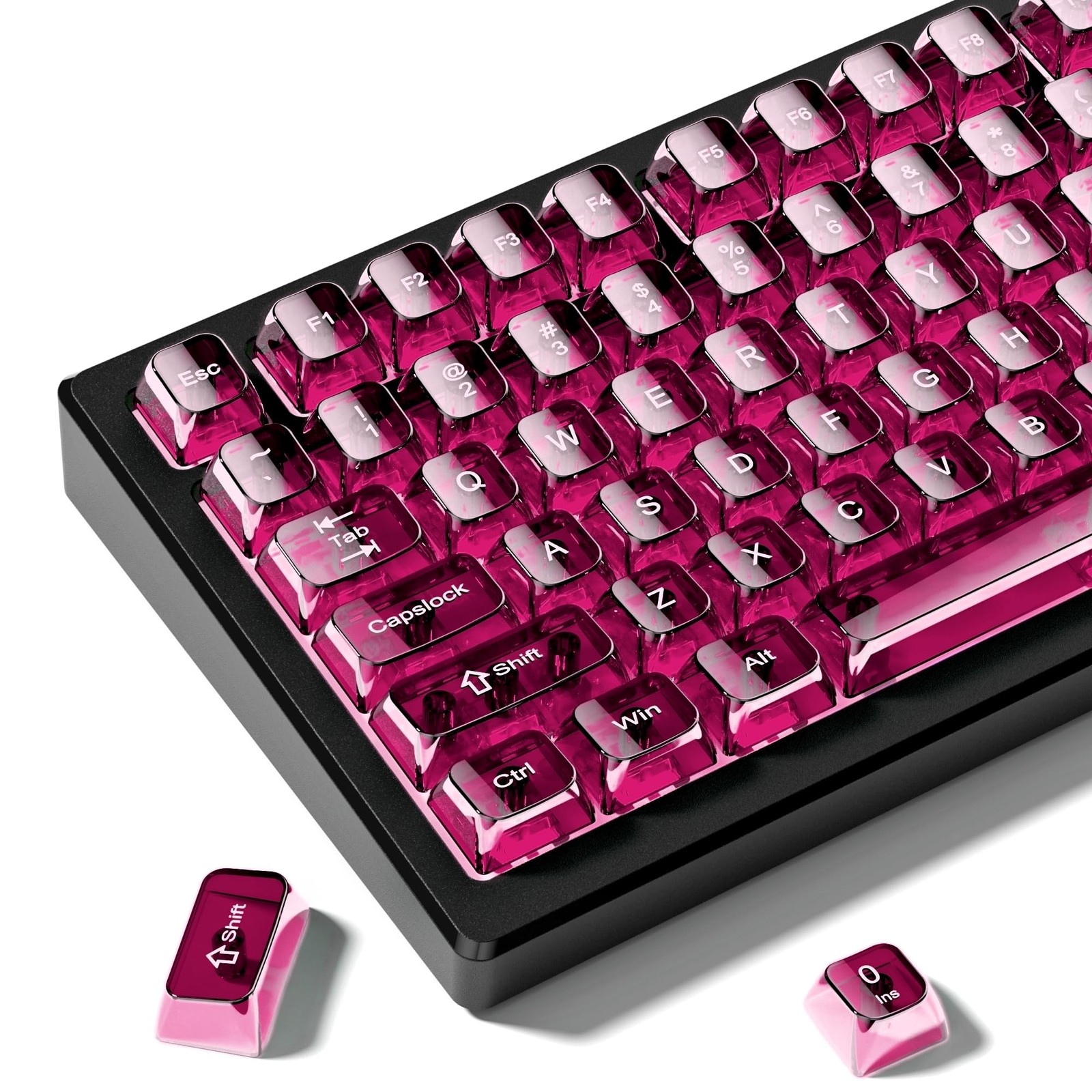 Clear Transparent Jelly Keycaps Shine Through MDA Profile Mx Fuchsia