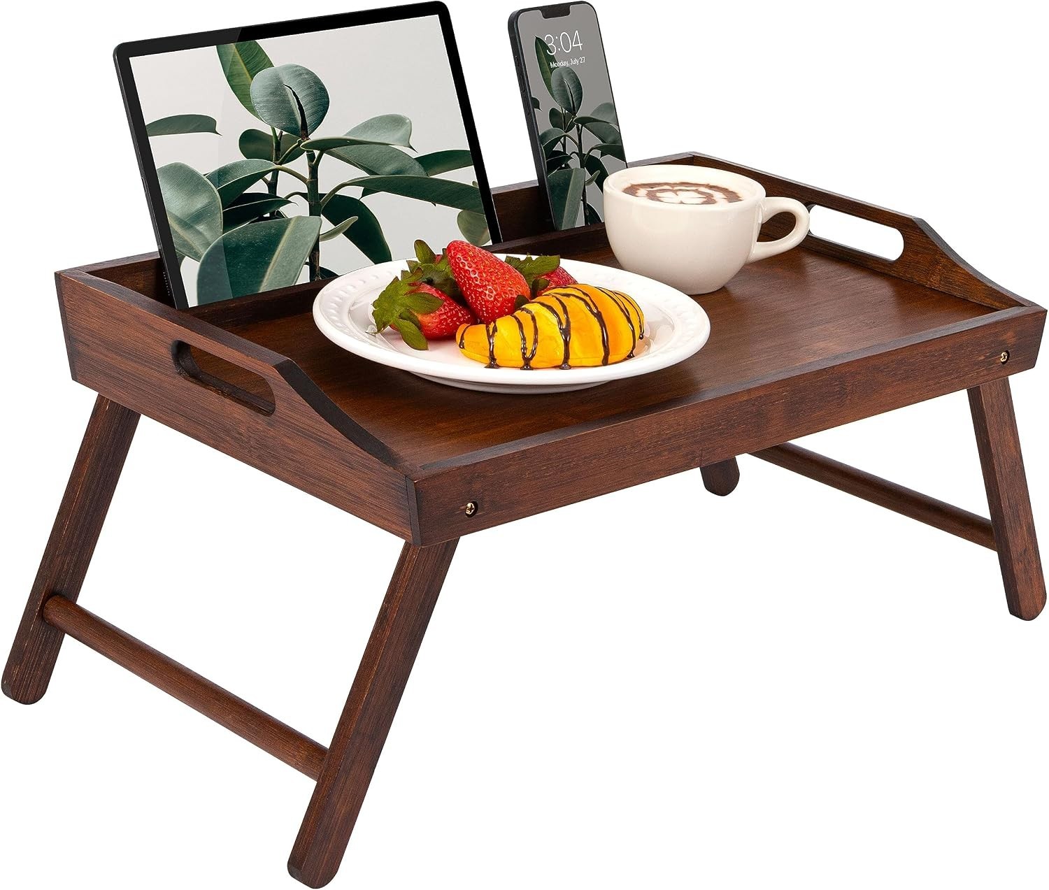 Elegant Bamboo Bed Tray – Fits Up to 15.6” Laptops with Integrated Tablet Holder