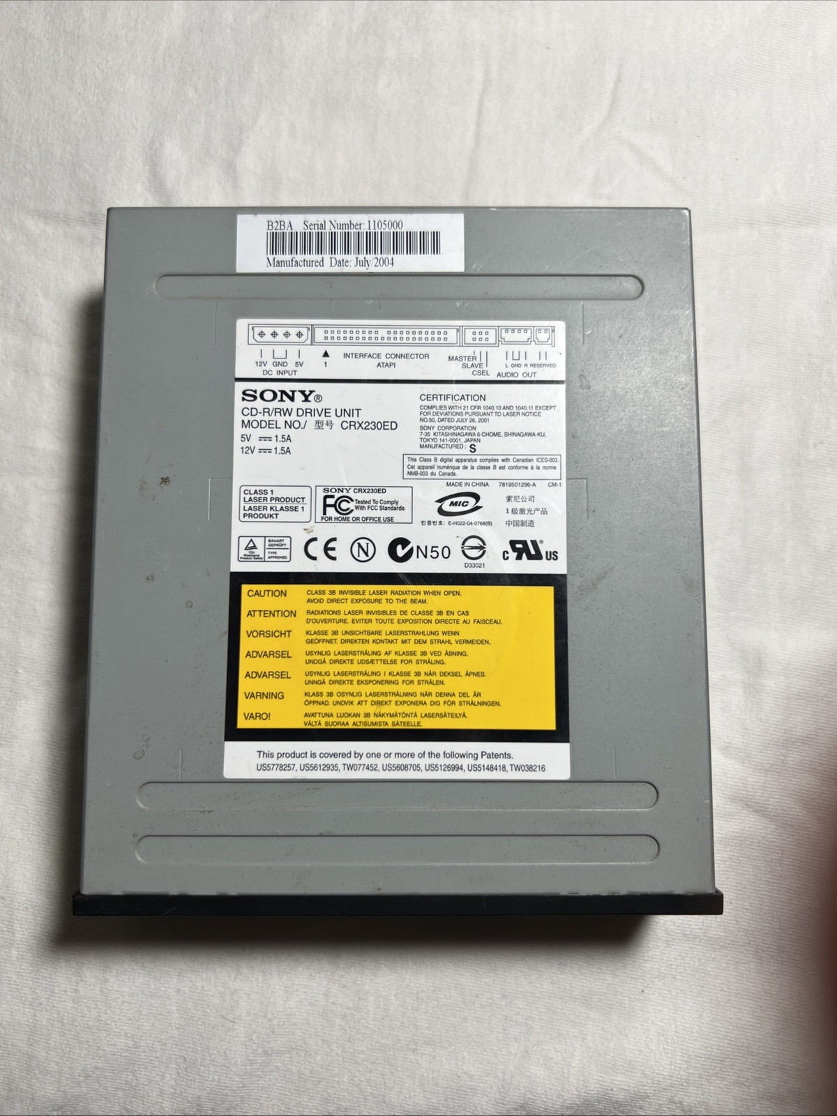 Sony CRX230ED CD-R/RW Drive Unit - Black Bezel