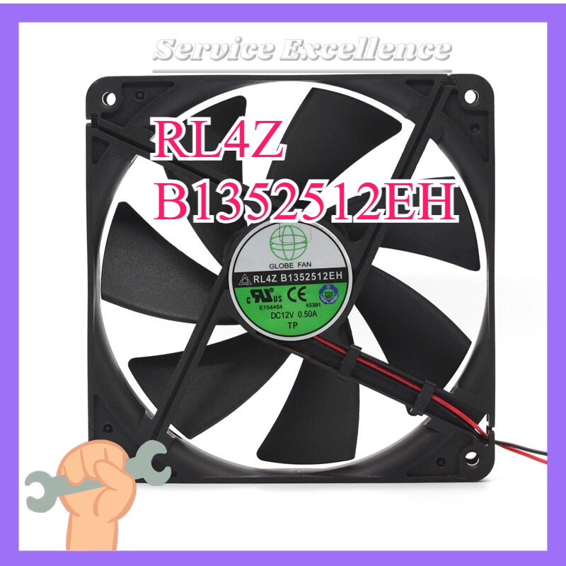 One GLOBE FAN RL4Z B1352512EH DC 12V 0.5A 13.5CM 2-Pin Cooling Fan 135x135x25MM