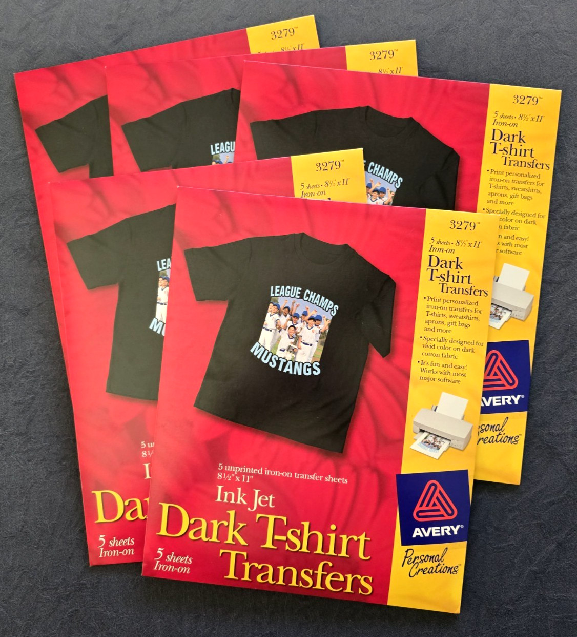 Avery Printable Dark T-Shirt DIY Transfers #3279 (5 Sets) 25 Blank Sheets