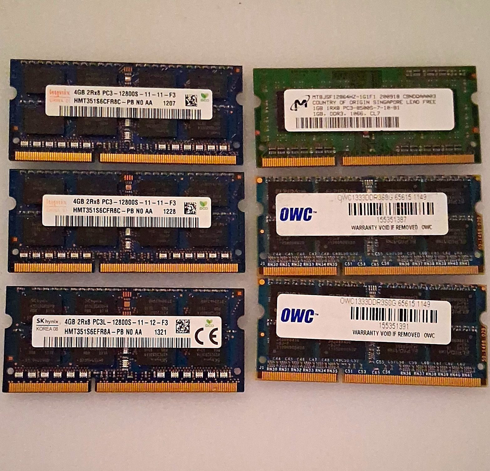 Mixed Brands DDR3 SO-DIMM Laptop RAM Lot 21GB 6x Modules (Untested) Sold As Is
