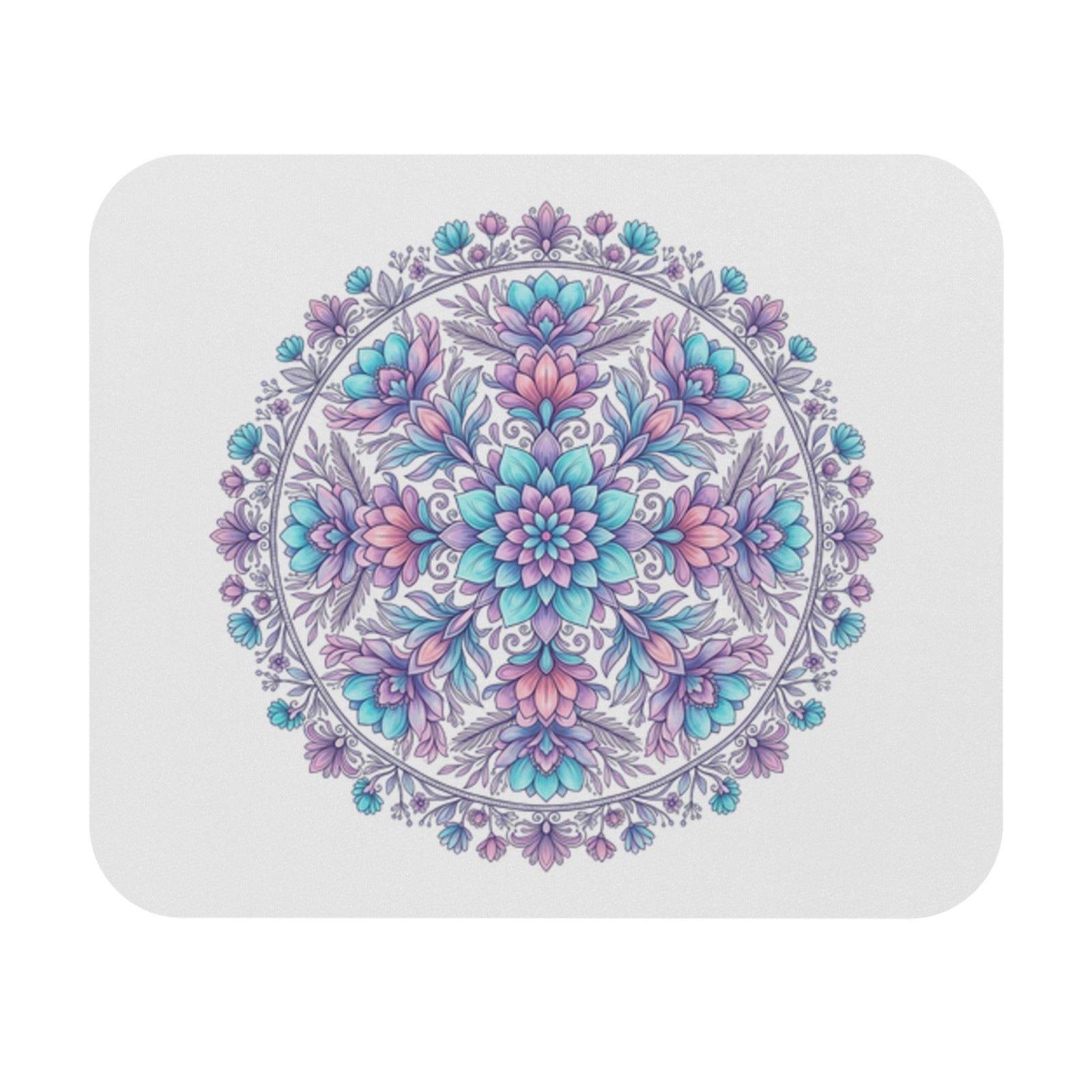 Floral Mandala Mouse Pad | Pastel Blue Purple Lotus