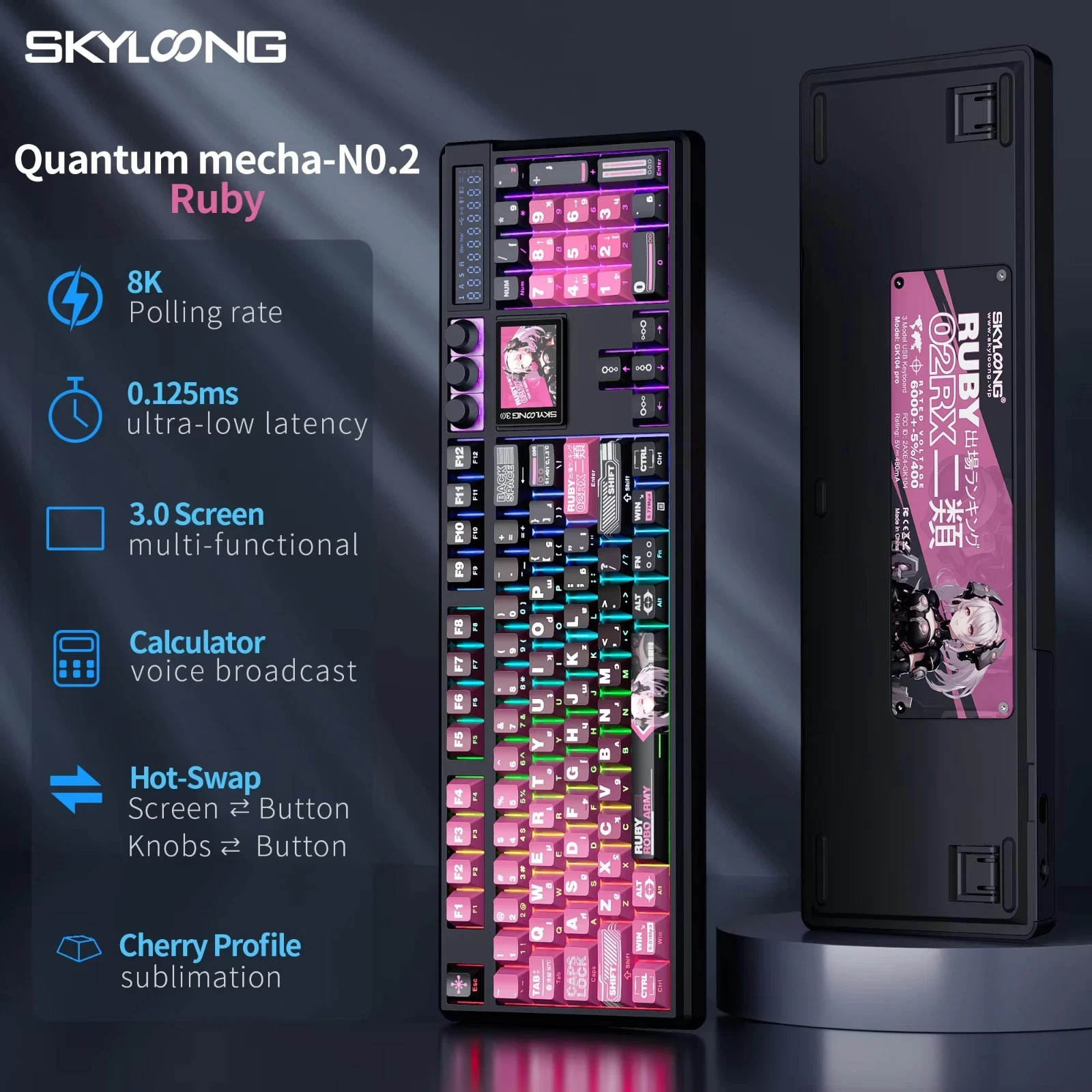 GK104 Pro Quantum Mech02-Rose Brown 8000mah Mechanical Keyboard