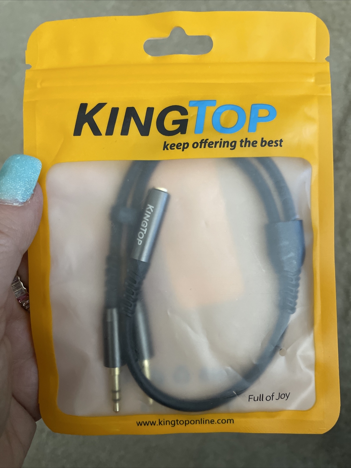 KINGTOP Headset Splitter Cable 3.5mm Female to 2 Male Headphone Mic Black 