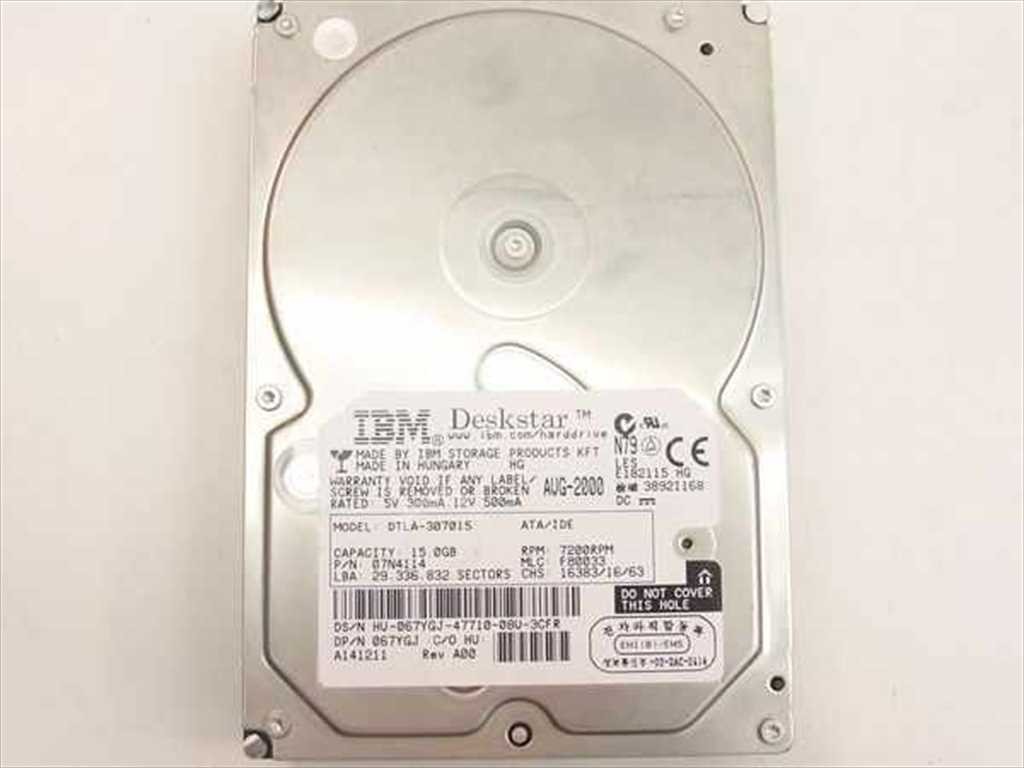 IBM Deskstar DTLA-307015 15GB 3.5" IDE ATA Hard Drive 7200RPM 07N4114