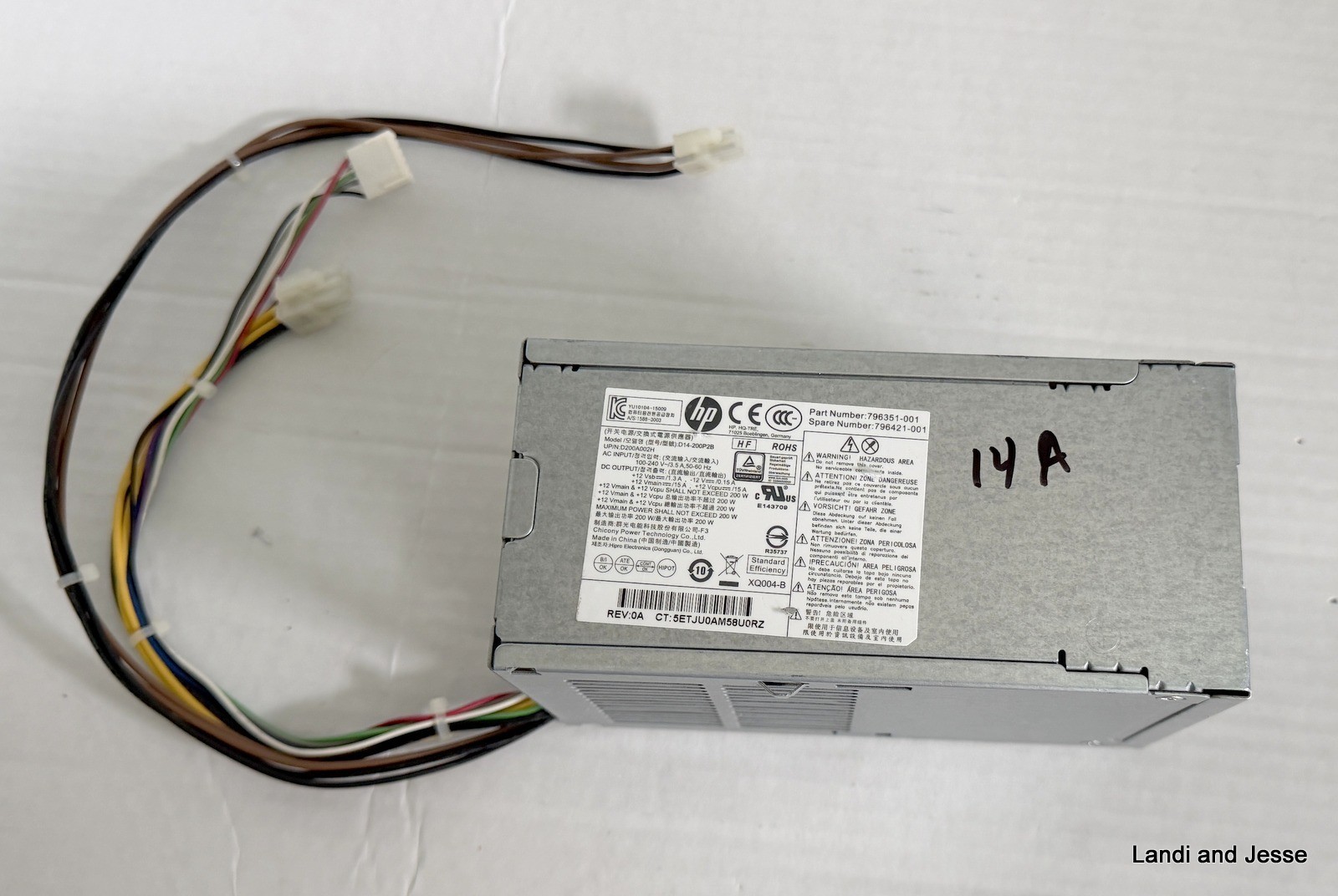HP D14-200P2B 200W Desktop Computer PC Power Supply 796351-001 796421-001 TESTED