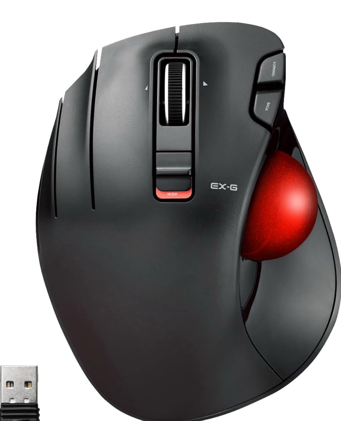 ELECOM EX-G Wireless Left-Handed 6-Button Trackball Black/Red M-XT4DRBK-G