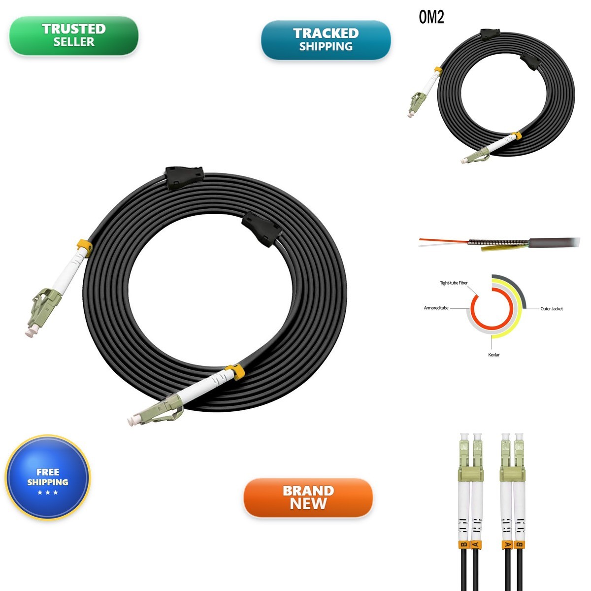 Jeirdus 50Meters LC LC Outdoor Armored Duplex OM2 Fiber Optic Cable Jumper