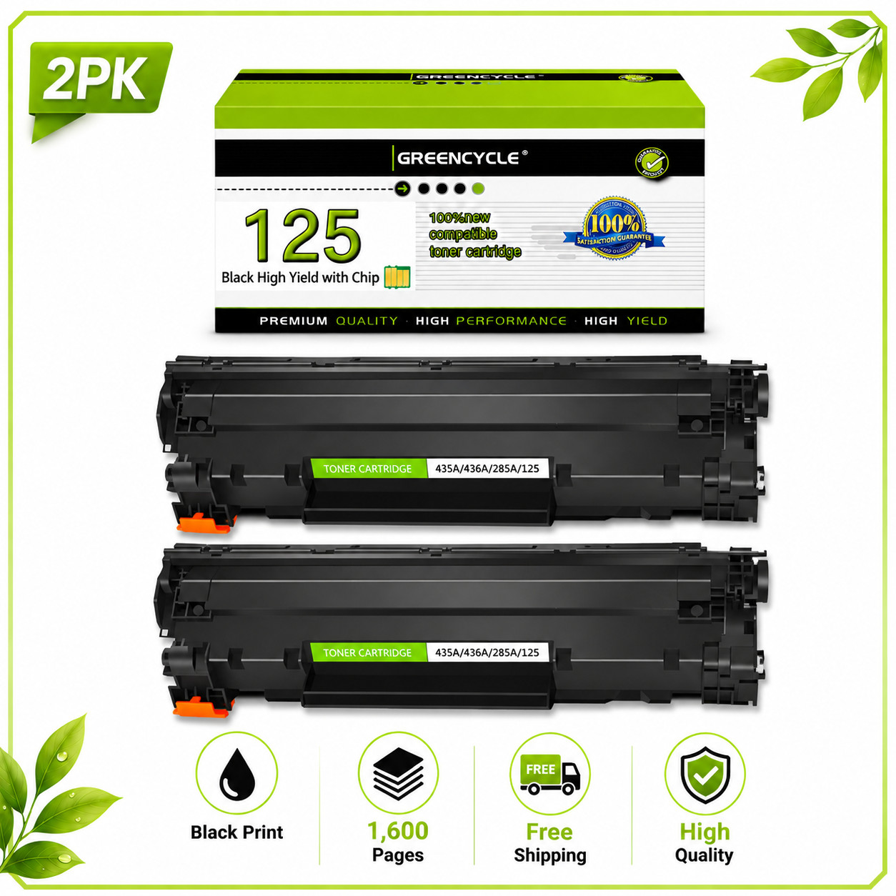 2PK CRG125 3484B001 Toner cartridge Compatible for Canon 125 imageCLASS LBP6030w