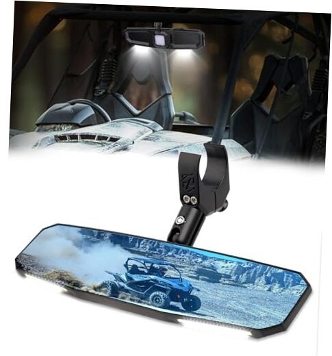 13" UTV Rear View Mirror, SXS UTV Center Mirror w/Interior Lights, 13"
