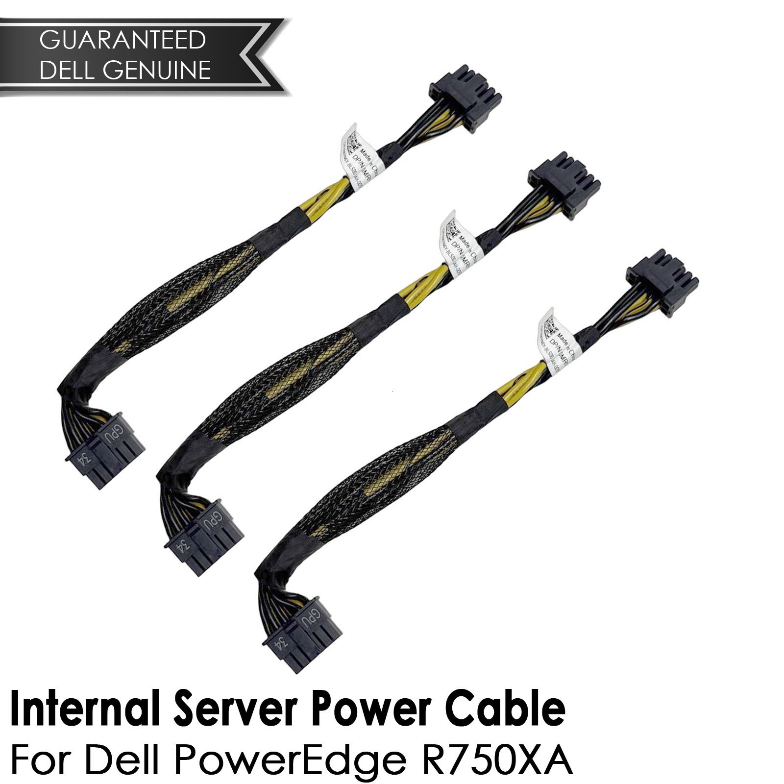 Lot of 3 New Dell PowerEdge R750XA GPU Cable 34 - 1x 12 Pin MRN6Y 0MRN6Y