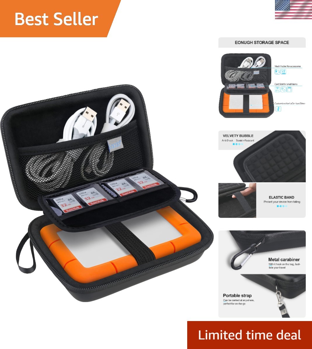 Elegant Black Hard Drive Case for LaCie Rugged - Ultimate Protection On-the-Go