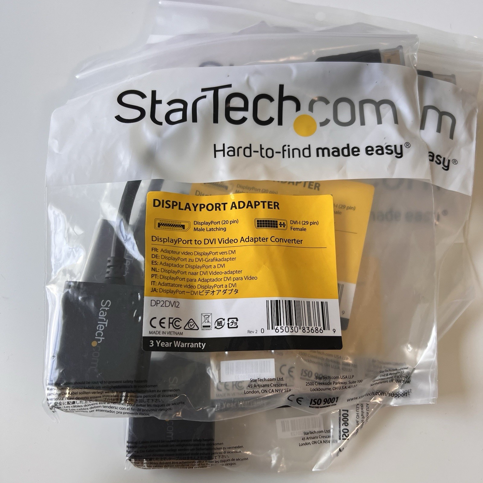 StarTech DisplayPort to DVI Video Adapter Converter DP2DVI2 - Brand New