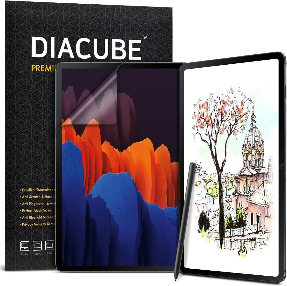 [1+1 Pack] Galaxy Tab S9 Plus/S8 Plus/S7 Plus 12.4 Inch Screen Protector Matte F