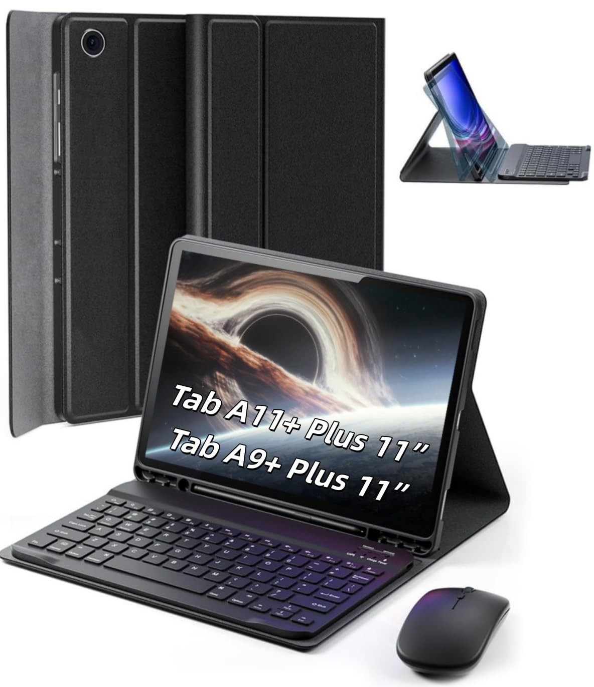 TUNKARMOR Case Keyboard for Samsung Galaxy Tab A9+ / A11+ Plus 2023/2025 11 Inch