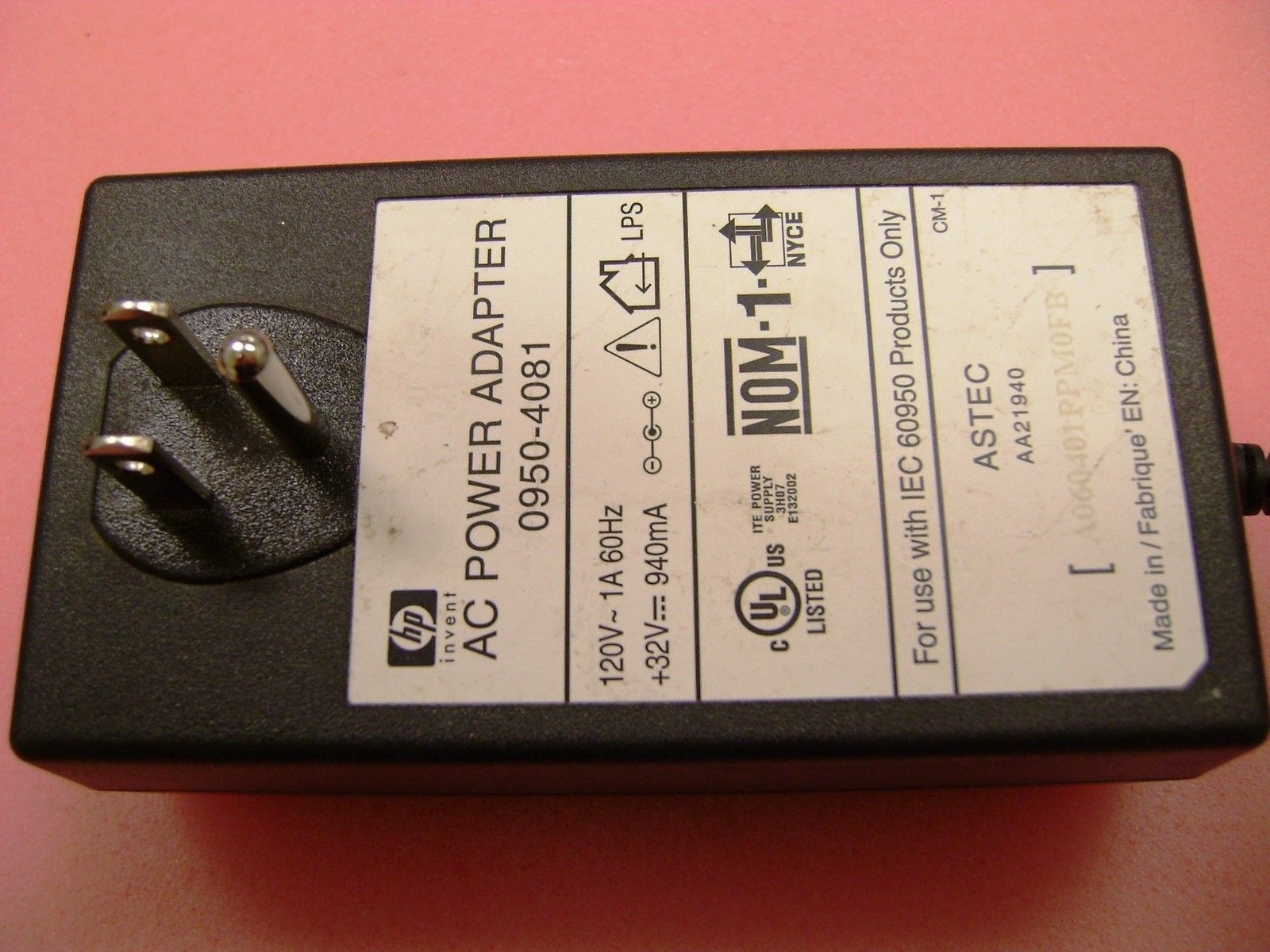 Genuine HP PhotoSmart Printer  AC Adapter * 0950-4081 * +32V 940mA