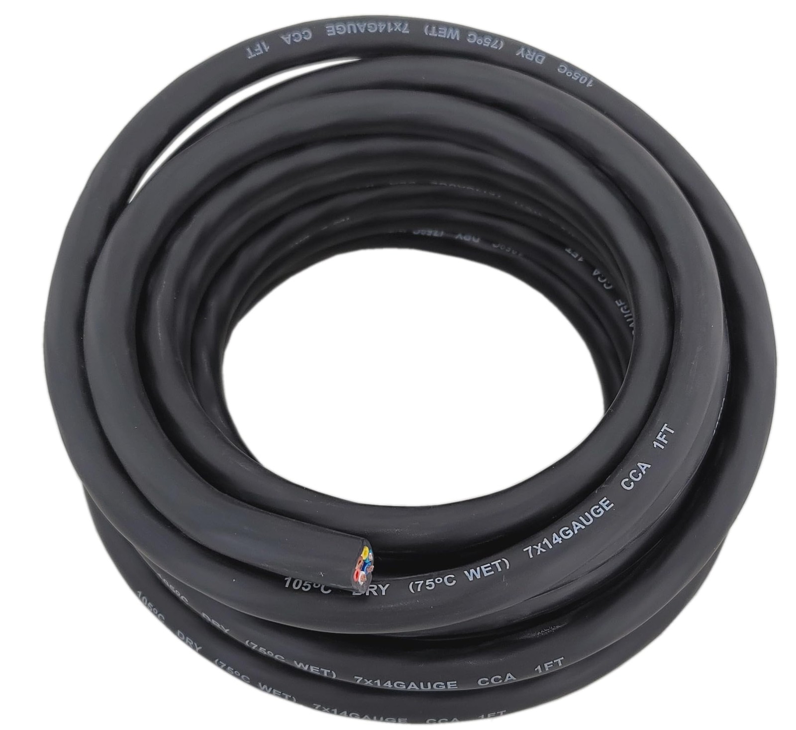 7 Way Trailer Wire Harness 14 Gauge Automotive Hook Up Cable Kit - 50 Feet