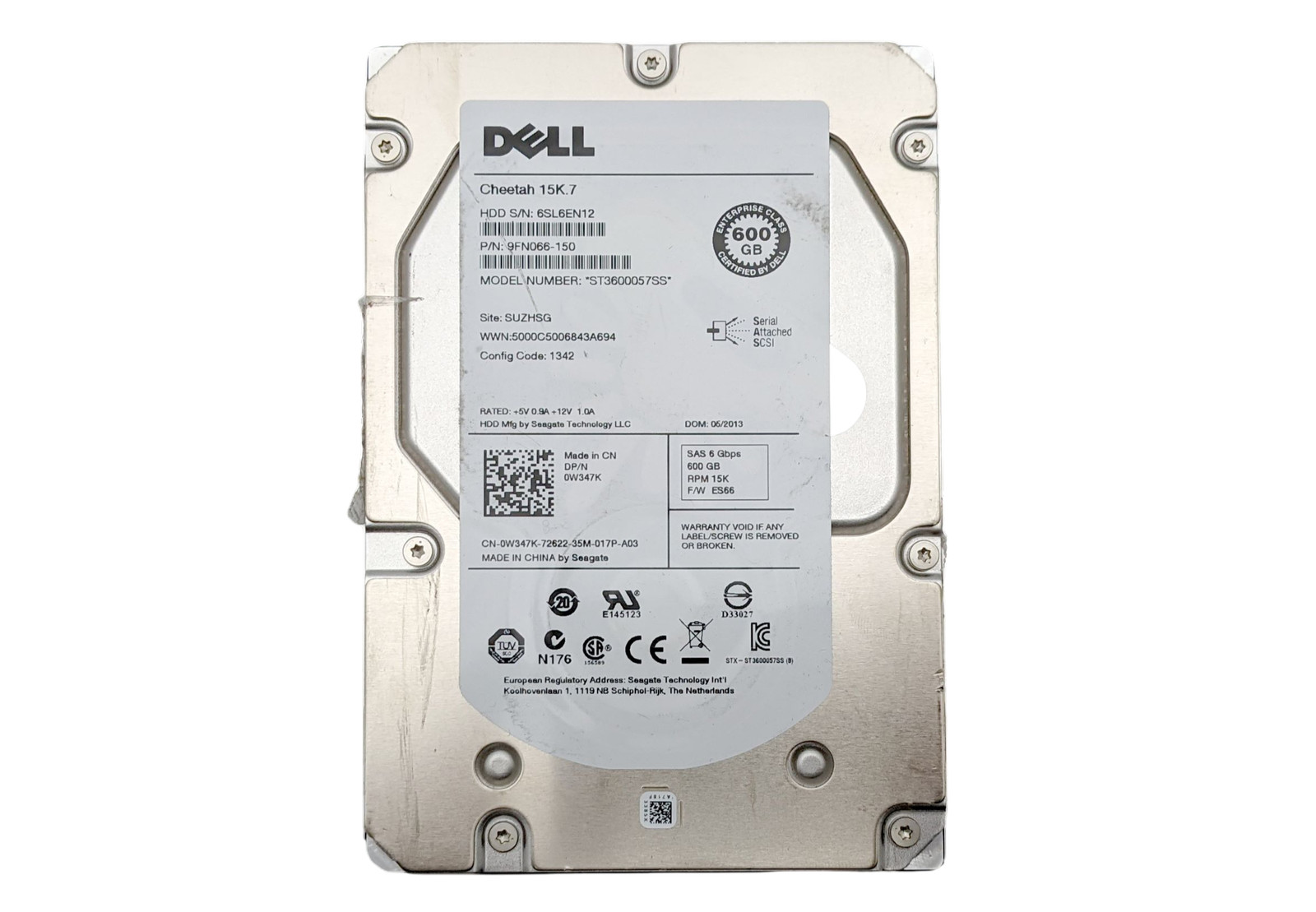 Dell W347K Cheetah 600GB 15K SAS 3.5 6G HDD Seagate ST3600057SS Hard Drive