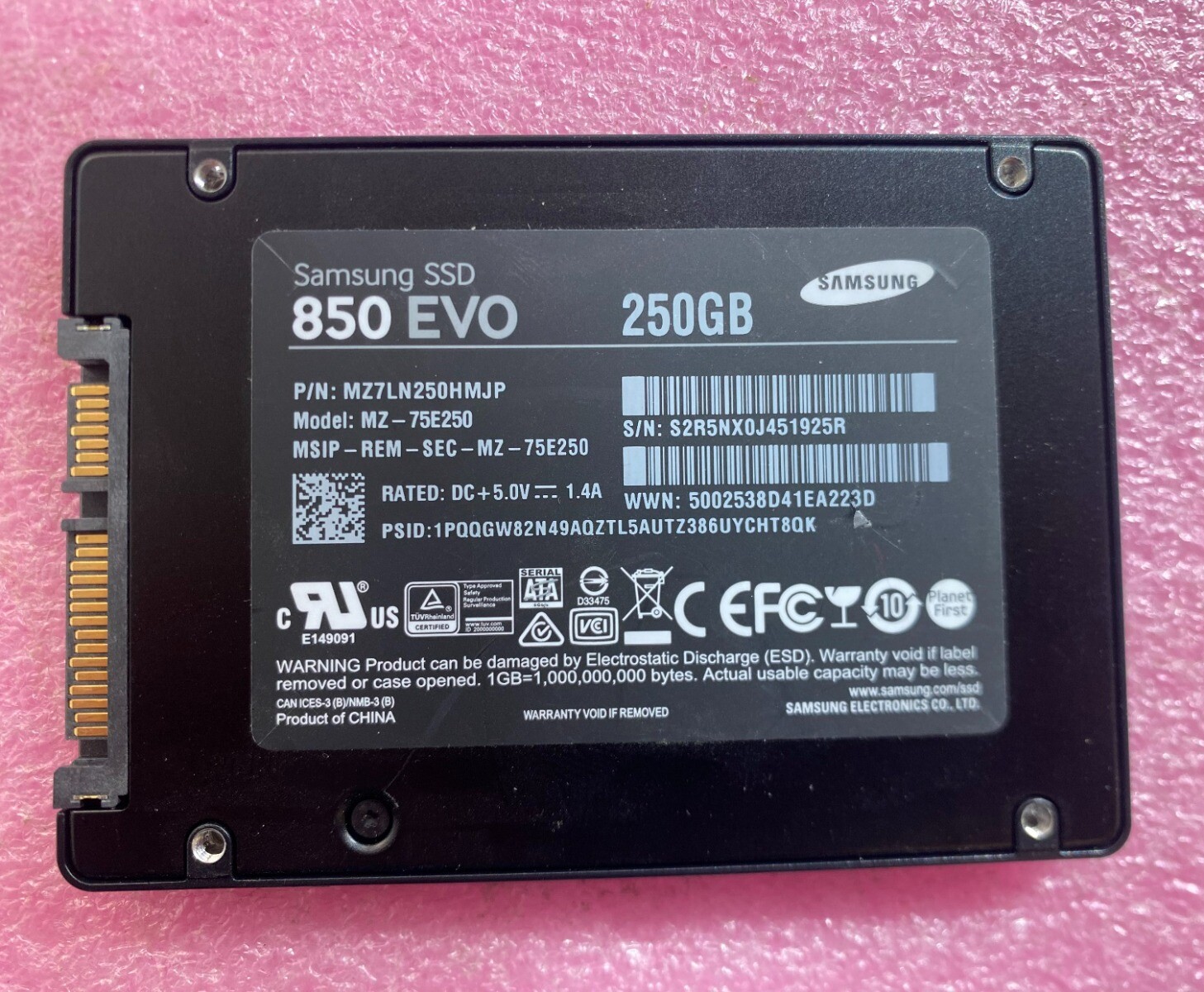 Samsung 850EVO MZ-75E250 250GB MZ7LN250HMJP SATA 2.5" Solid State Drive