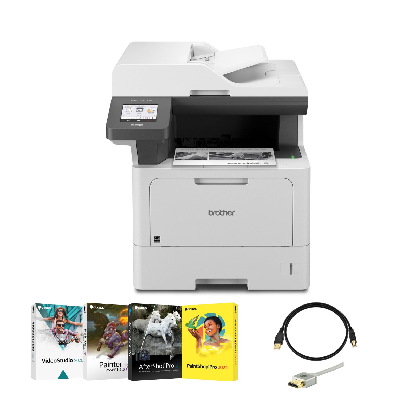 Brother DCP-L5510DN Business Monochrome Laser Printer (Refurbished) Bundle