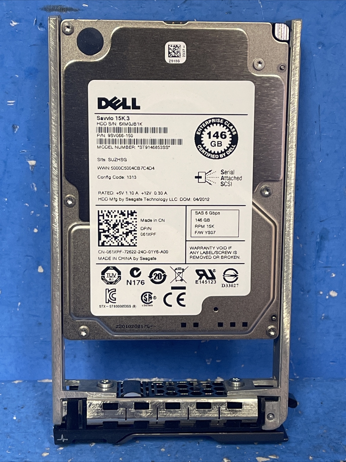 DELL 61XPF 061XPF ST9146853SS 146GB 15K.3 6G SFF 2.5'' SAS HARD DRIVE