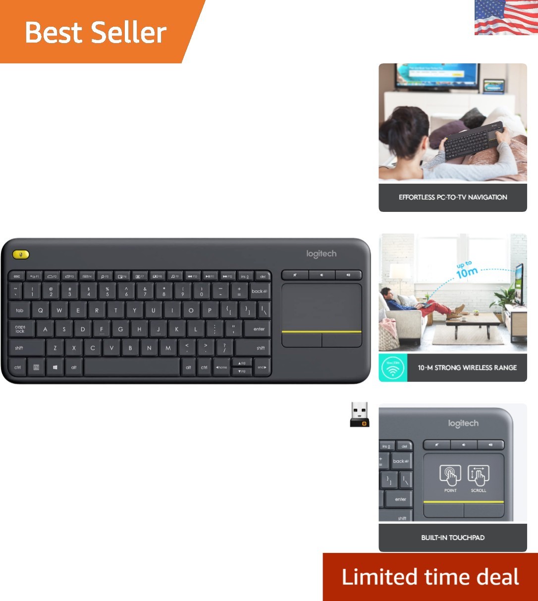 K400 Plus Wireless Touch TV Keyboard: Effortless Control with Long Battery Life