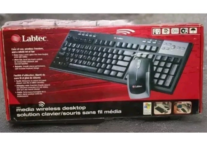 New Open Box Complete  Labtec Media Wireless Desktop Keyboard & Mouse Set 