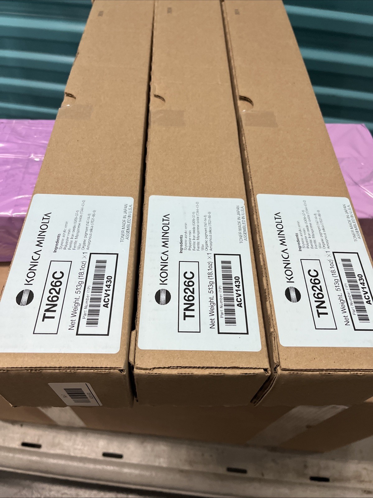 Lot Of 3 - Konica Minolta TN626C Cyan Toner Cartridge ACV1430 SEALED New