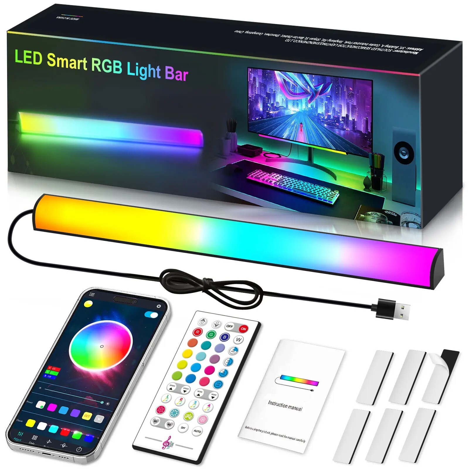 Dynamic RGB Display Downward Light Bar for PC, Desktop