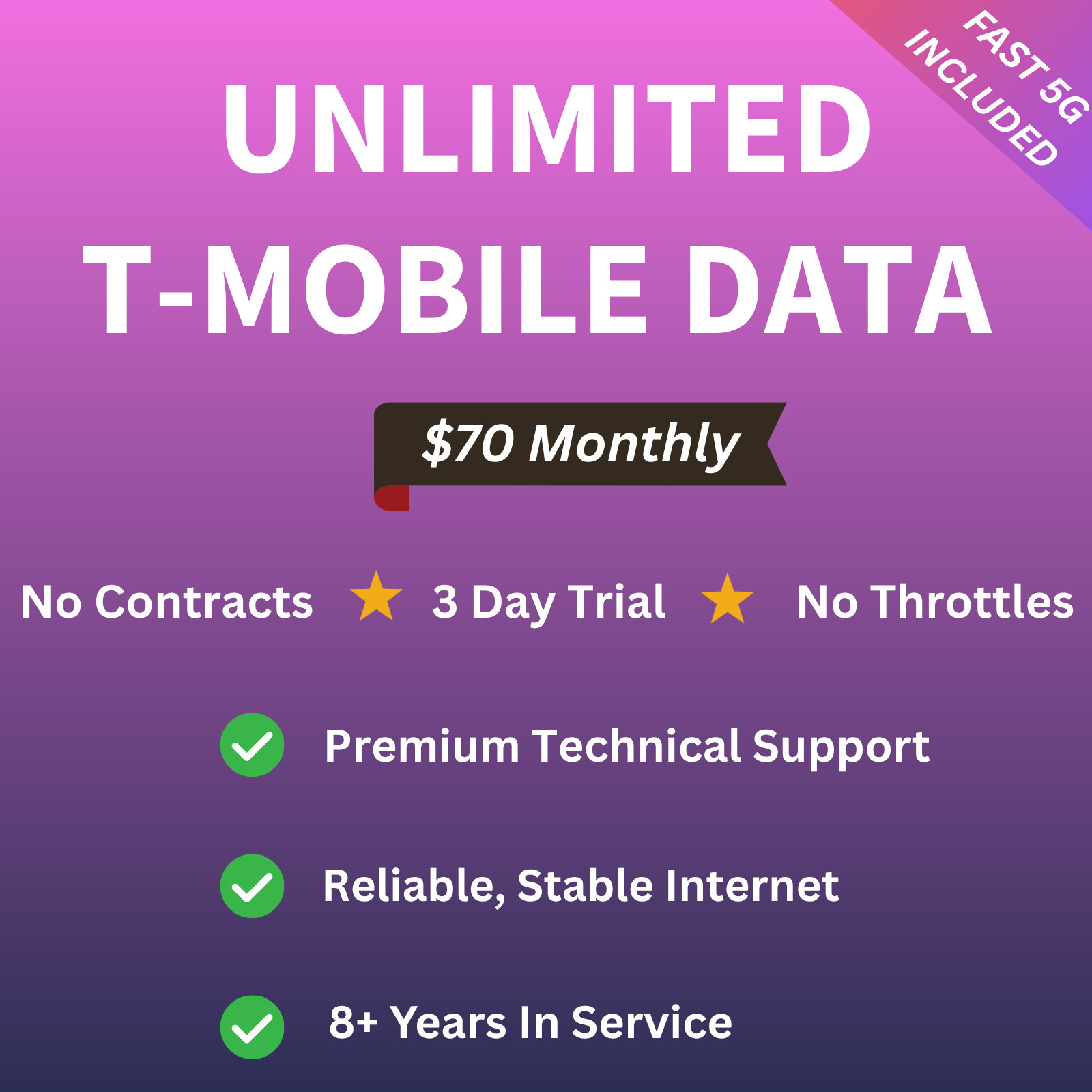 TMobile UNLIMITED 4G 5G Plan Home Internet Hotspot Data SIM card FREE TRIAL
