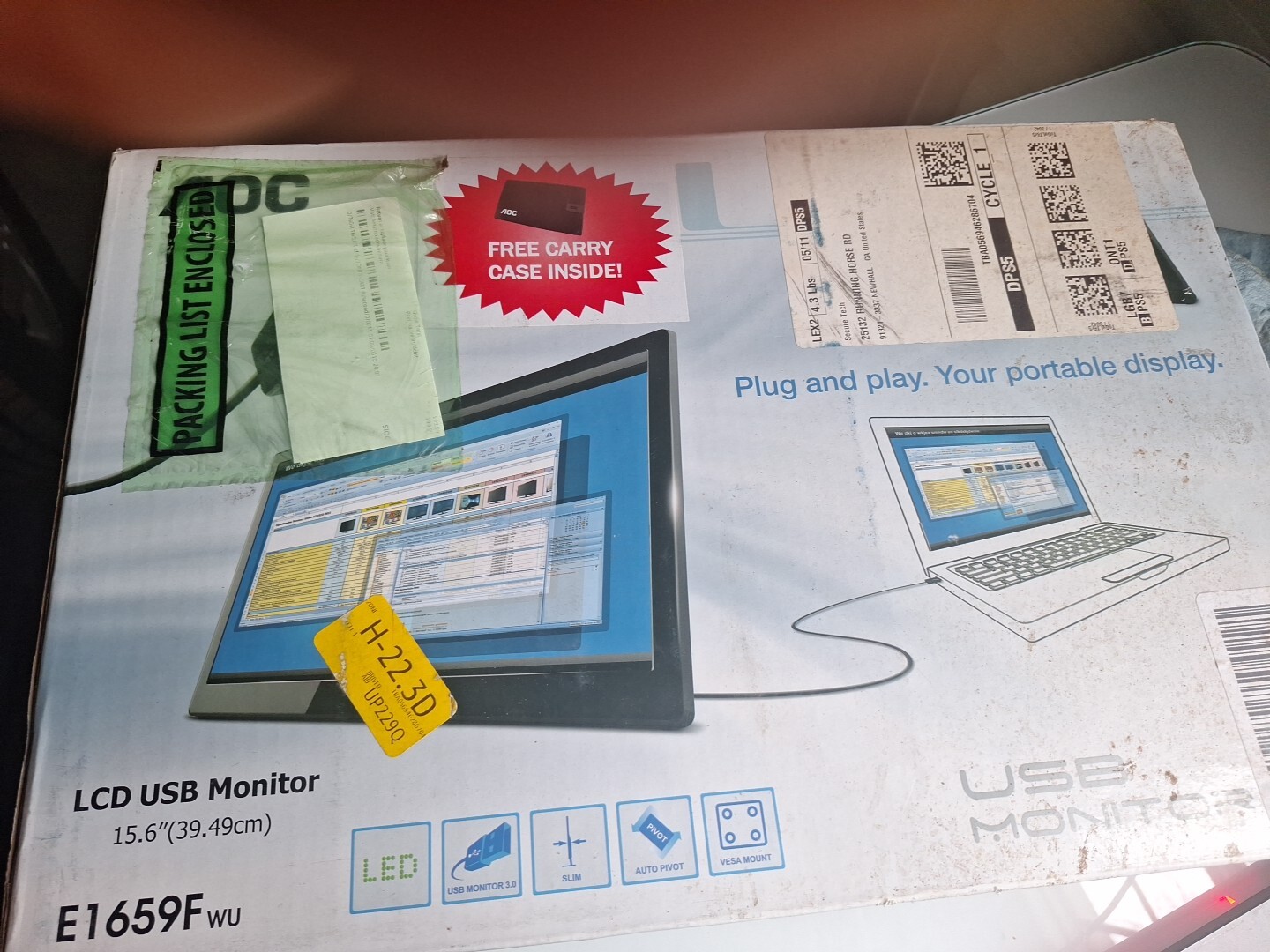 AOC E1659FWU LCD USB Monitor 15.6"