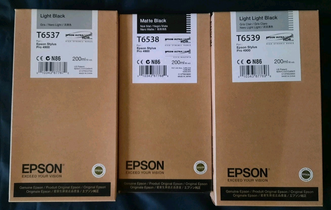 Genuine Epson Ink 3 Kinds Of Black T6537 T6538 T6539  Stylus Pro 4900 Sealed