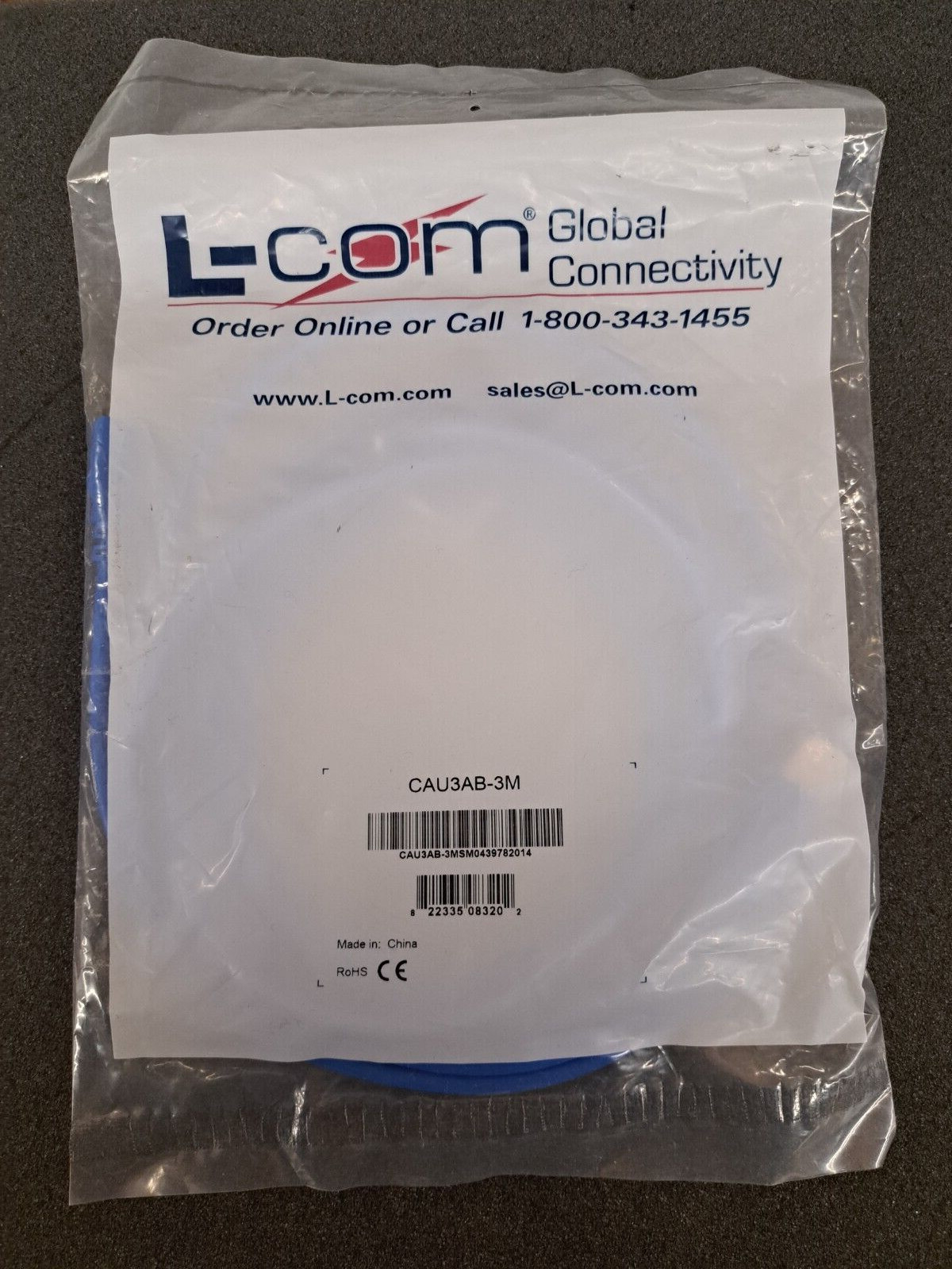 New, L-Com, CAU3AB-3M, USB 3.0 Cable Type A - B, 3.0m
